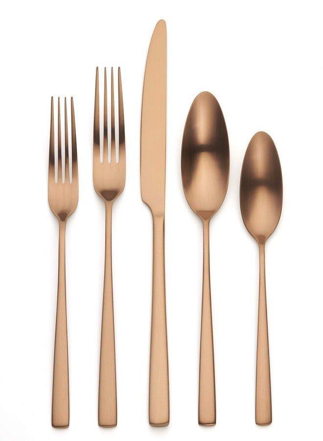 ORNATIVE Rena 20 Piece Matte Copper Flatware Set, Service for 4 - Image 1